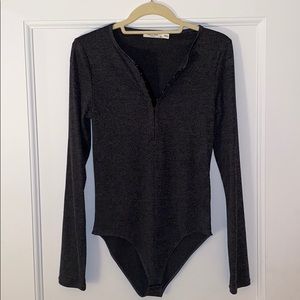 rag & bone Dark Grey Ribbed Bodysuit